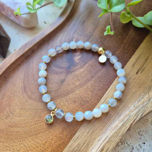 STABILISERENDE INTUISJON armbånd Grey Agate, Labradorite