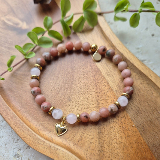 ROSENRO armbånd Plum Blossom Jasper, Rose Quartz - bergamott DESIGN