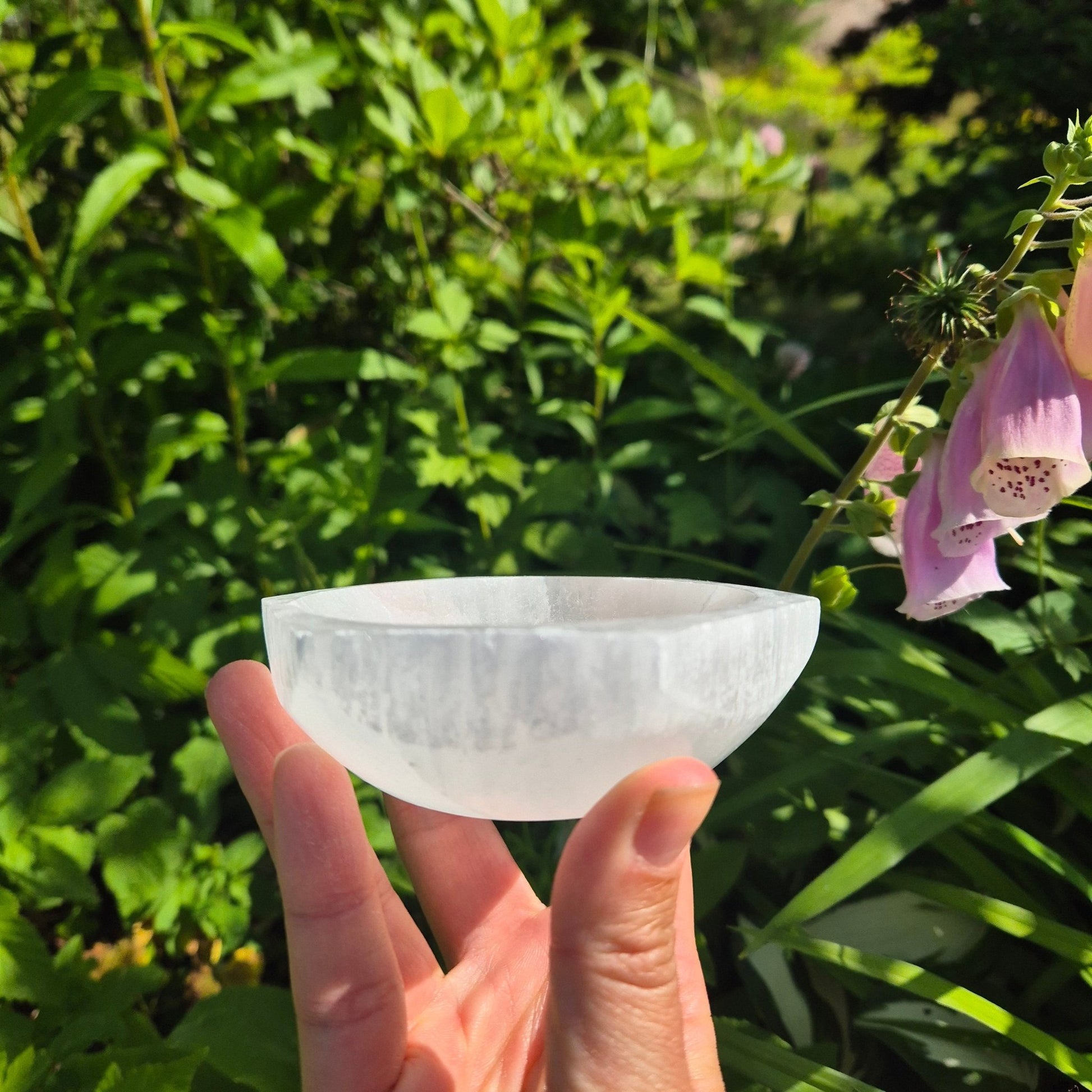 SELENITE HEKSAGONAL SKÅL 10mm - bergamott DESIGN
