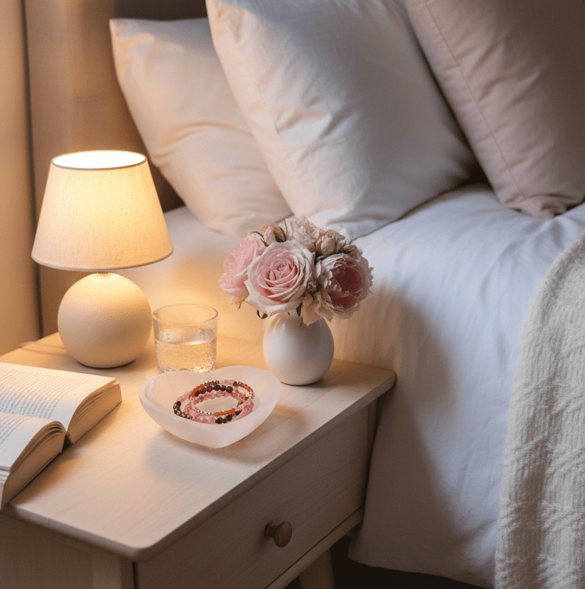 SELENITE HJERTE SKÅL 12cm - bergamott DESIGN