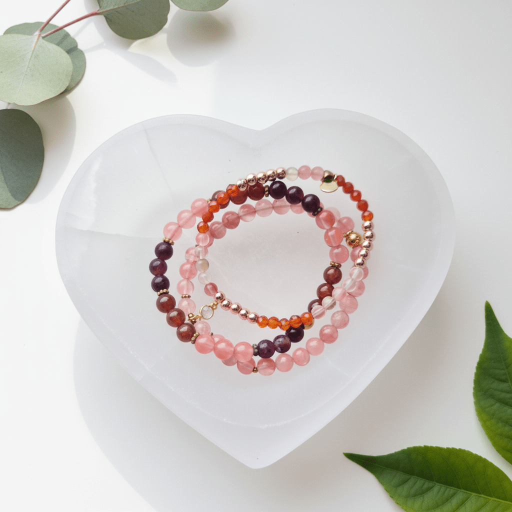 SELENITE HJERTE SKÅL 12cm - bergamott DESIGN