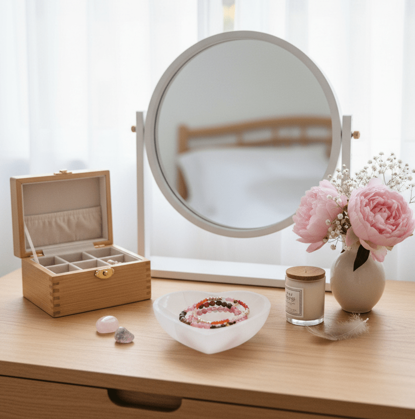 SELENITE HJERTE SKÅL 12cm - bergamott DESIGN