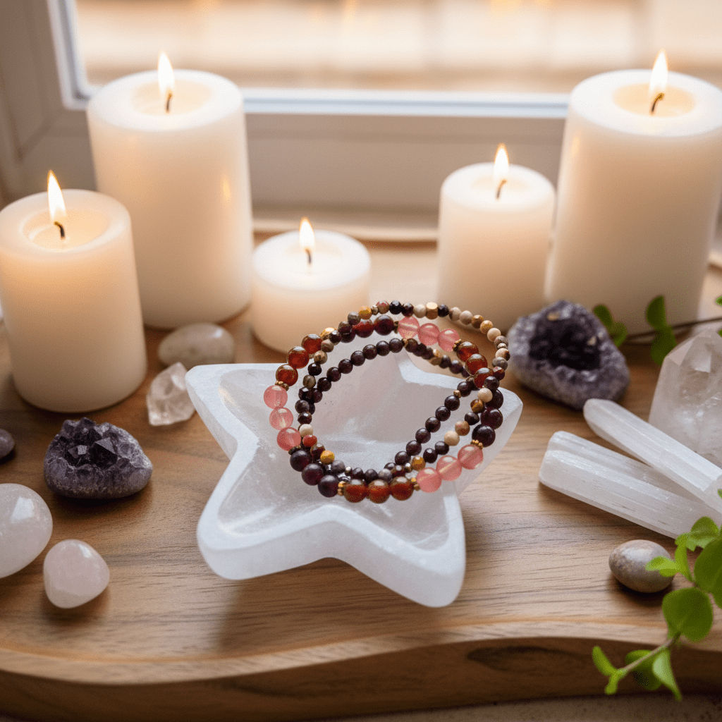 SELENITE STJERNE SKÅL 10cm - bergamott DESIGN