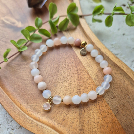 SOLGLØD armbånd Peach Aventurine, White Agate, Rose Quartz - bergamott DESIGN