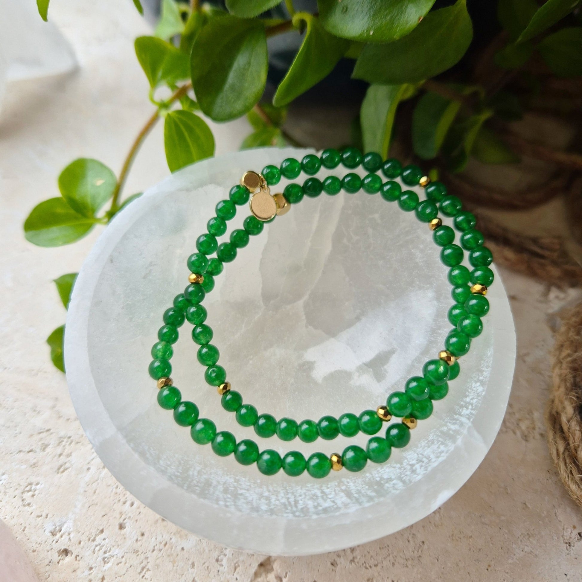 STABILISERENDE HARMONI Petite armbånd Green Jade - bergamott DESIGN