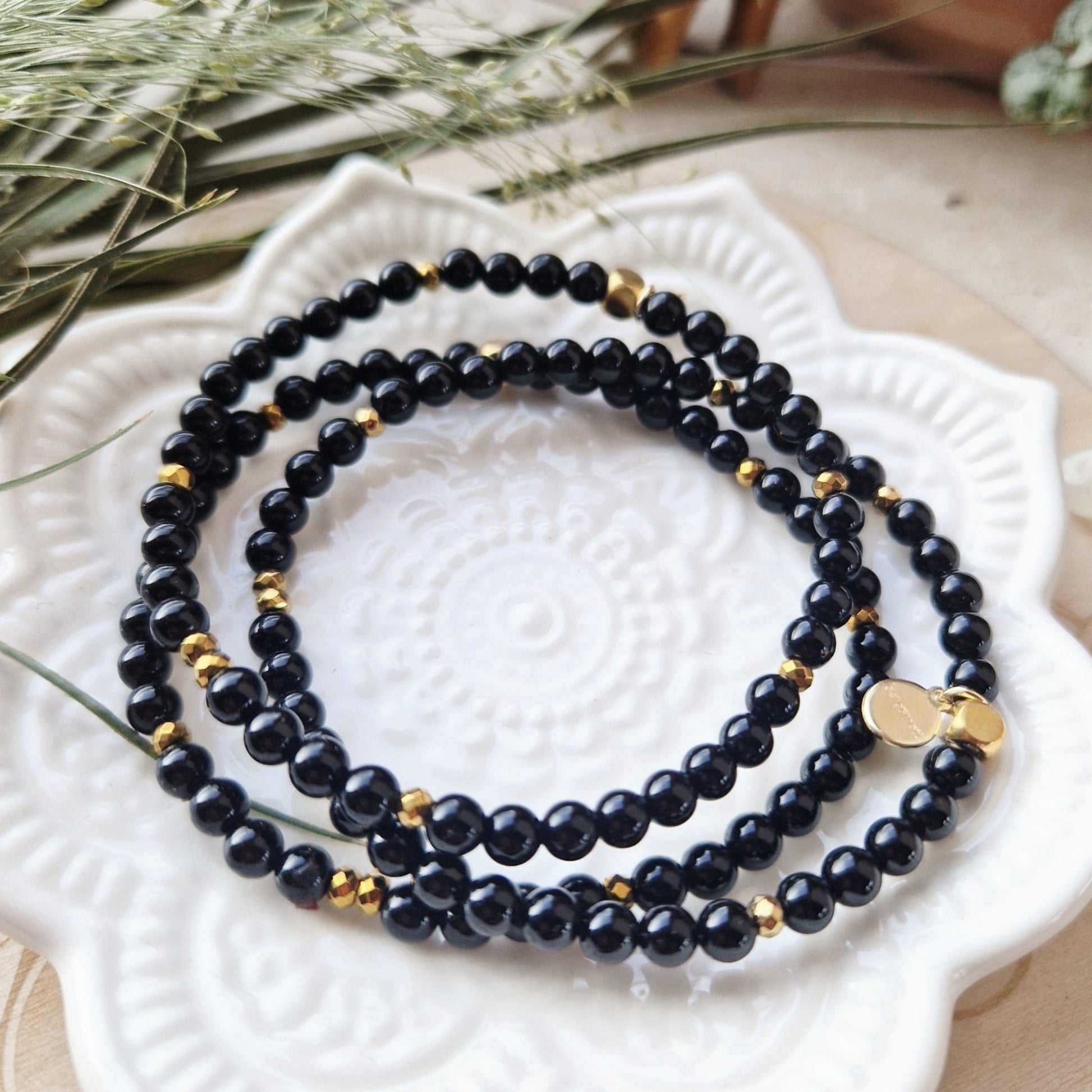 STYRKE Petite armbånd Black Onyx - bergamott DESIGN